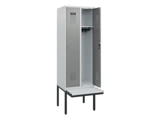 locker met bank,HxBxD 1950x600x815mm,2vak,vak B 300mm,cilinderslot - 1