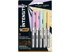 Viltstift Bic Intensity rond 0.8mm permanent blister à 5 pastelkleure