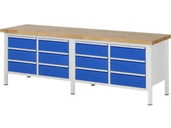 werkbank,HxBxD 840-1040x2500x700mm,beukblad,draagverm. 1250kg