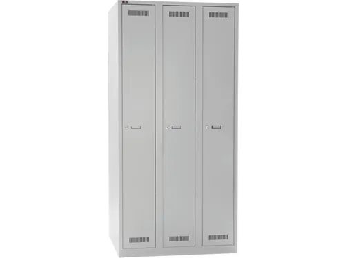 garderobekast,HxBxD 1850x900x500mm,3vak,cil.-slot,romp lichtgrijs