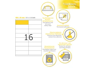 Etiketten universele labels A4 permanent 105x35mm Wit 1600 stuks - 2