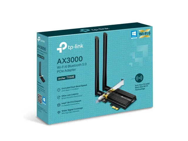 TP-Link Archer TX50E, Draadloos, PCI Express, WLAN / Bluetooth, Wi-Fi