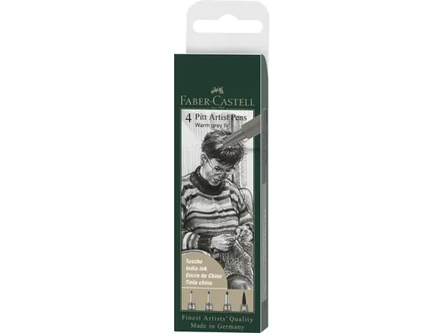 Tekenstift Pitt Artist Pen etui 4stuks 273 warm grijs IV S, F, M, B