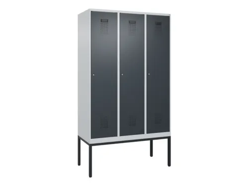 locker,HxBxD 2120x1200x500mm,3vak,vak B 400mm,cil.-slot,voetonderstel