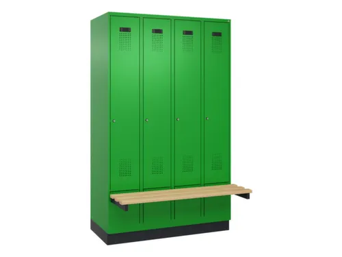 locker met bank,HxBxD 1950x1200x815mm,4vak,vak B 300mm,cilinderslot