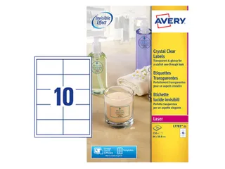 Crystal Clear Etiket Avery L7783-25 96x50.8mm Transparant 250 stuks - 1