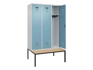 locker met bank,HxBxD 2120x1200x815mm,3vak,vak B 400mm,cilinderslot - 1