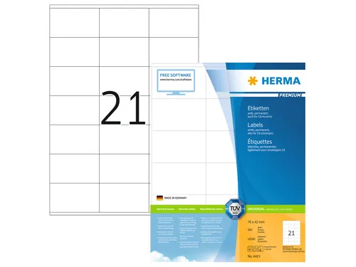HERMA 4415 Premium etiketten A4 70x42mm Wit 10500 stuks