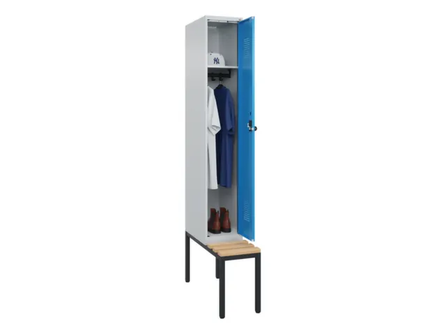 locker met bank,HxBxD 2120x300x815mm,1vak,vak B 300mm,draaigrendel