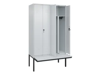 PBM-locker met bank,HxBxD 2120x1200x815mm,4vak,vak B 300mm - 2