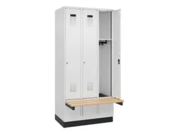 locker met bank,HxBxD 1950x900x815mm,3vak,vak B 300mm,cilinderslot