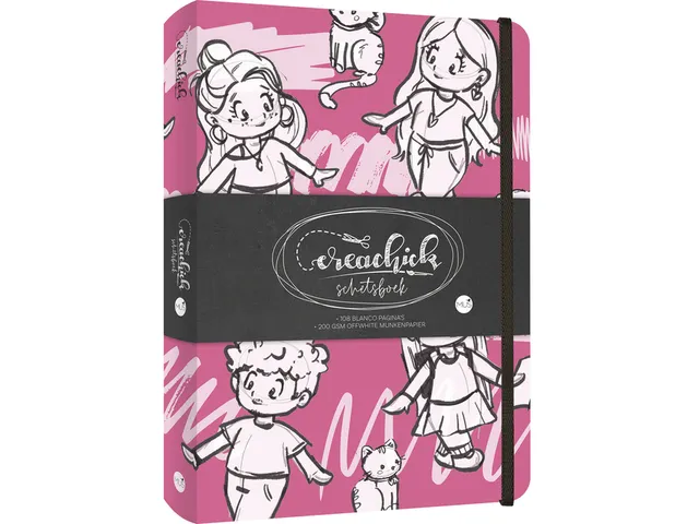 Schetsboek CreaChick Raspberry 108 pagina's 200 gram