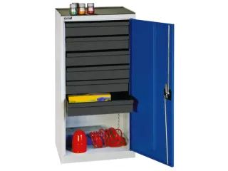 Materiaalkast 1000x500x500mm 6 Laden Lichtgrijs/gentiaanblauw - 1