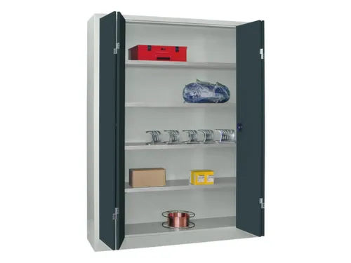 Vouwdeurkast 1950x1500x400mm 4legborden Verzinkt Ral7035 Front Ral7016
