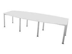 vergadertafel HxBxD 74x280x120cm vatvormig Bl-wit 4voeten Alu