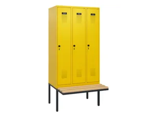 locker met bank,HxBxD 1950x900x815mm,3vak,vak B 300mm,draaigrendel - 2