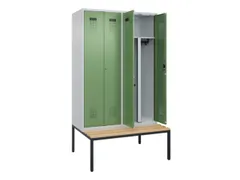 PBM-locker met bank,HxBxD 2120x1200x815mm,4vak,vak B 300mm