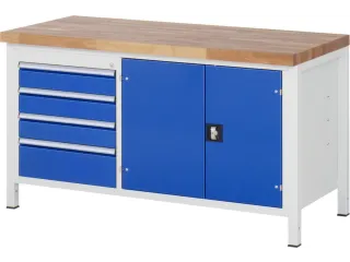werkbank,HxBxD 840-1040x1500x700mm,beukblad,draagverm. 1250kg,4voeten - 1