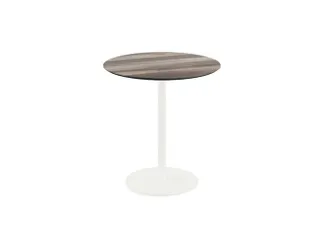 bistrotafel,HxØ 730x700mm,rond,schotelvoet wit,blad HPL Tropical Wood - 1