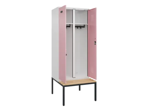 locker met bank,voor scheiding van kleding,HxBxD 2120x800x815mm,2vak