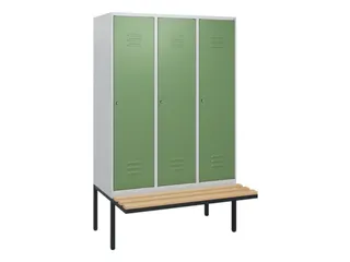 locker met bank,HxBxD 1950x1200x815mm,3vak,vak B 400mm,cil.-slot - 1