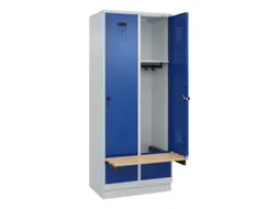 locker met bank,HxBxD 1950x800x815mm,2vak,vak B 400mm,draaigrendel