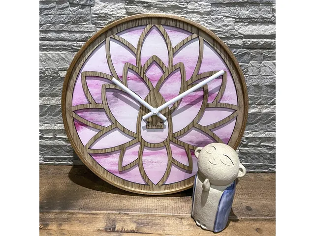 Wandklok Nextime dia 40cm Roze Hout Lotus