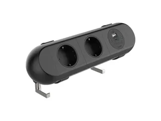 Desktop stekkerdoos Power Polar 2-voudig + USB A en C 25W Zwart - 1