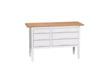 werkbank,HxBxD 830-930x1500x600mm,multiplexblad,uitrusting: 6lades - 1