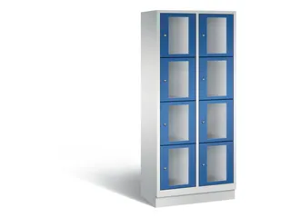 Lockerkast 1800x810x500mm 2x4 vakken Cilinderslot, Sokkel, RAL5010 - 2