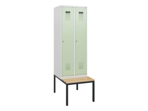 locker met bank,HxBxD 1950x600x815mm,2vak,vak B 300mm,cilinderslot