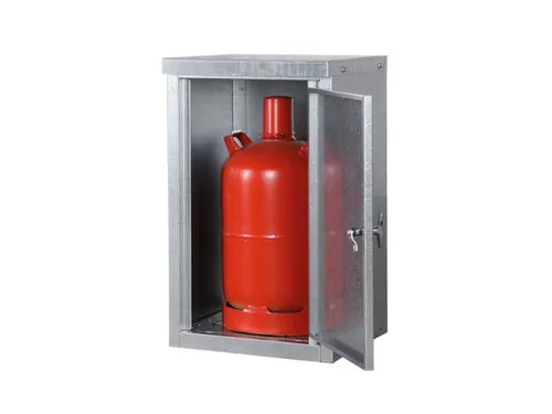 gasflessenkast,v. 1x11kg fles,HxBxD 750x460x400mm,m. dak,vleugeldeur