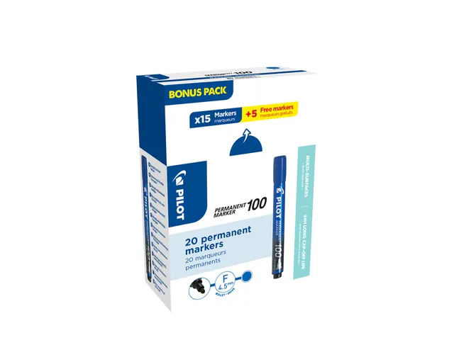 Marqueur PILOT 100 ogive Fin bleu boîte 15 + 5 gratuits