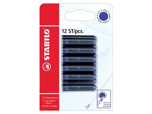 Inktpatroon STABILO blauw blister à 12 stuks