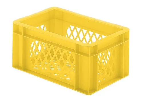 Euronorm-stapelbak 5.5l 145x300x200mm Wanden/bodem Opengewerkt Geel