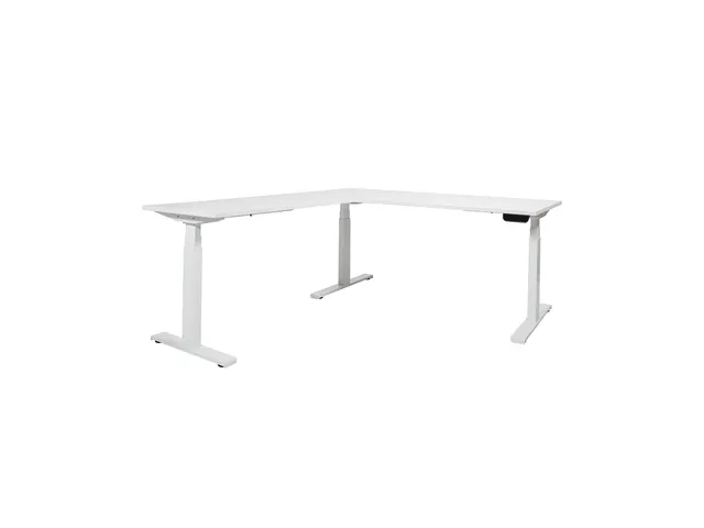 Elektrisch Hoekbureau Dextro Plus 200x200cm Frame Wit Blad Krijtwit