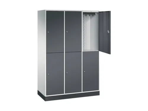 Dubbeldekse garderobekast,HxBxD 1950x1220x500mm,3x2vak.,vak B 360mm