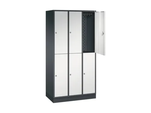 Dubbeldekse garderobekast,RAL 7021/RAL 7035,HxBxD 1950x920x500mm