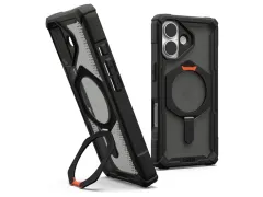 Plasma XTE iPhone 17 Hoesje MagSafe Stand Back Cover Zwart Oranje