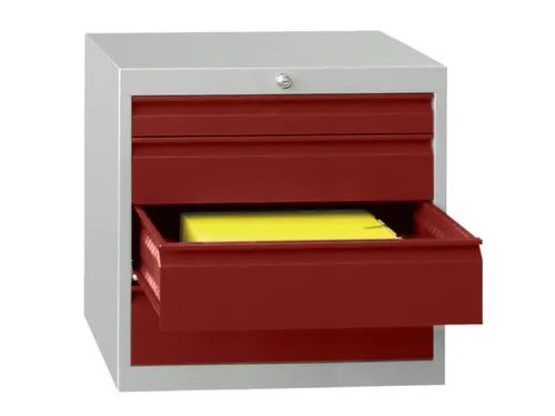 ladekast,HxBxD 600x715x600mm,4lade(n),cil.-slot,RAL7035,front RAL3000