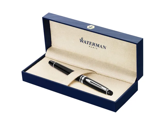 Vulpen Waterman Expert Black lacquer CT Medium Blauwe inkt