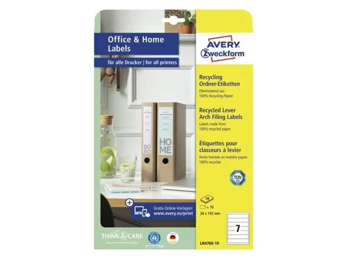 Etiket Avery Zweckform LR3657-10 48.5x25.4mm recycled wit 400 stuks