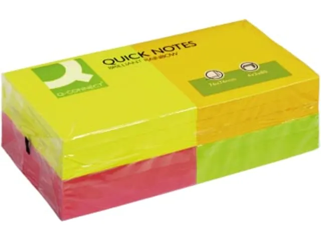 Quick Notes Memoblaadjes Neon 76x76mm 80 Vel 12 Blokken 4 Kleuren