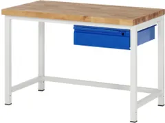 établi RAL7035/RAL5010 HxlxP 840-1040x1250x700mm plateau hêtre