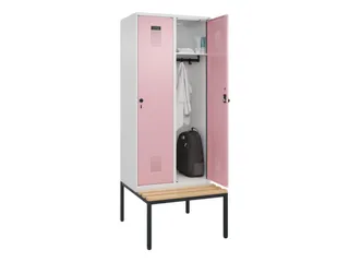 locker met bank,HxBxD 2120x800x815mm,2vak,vak B 400mm,draaigrendel - 1