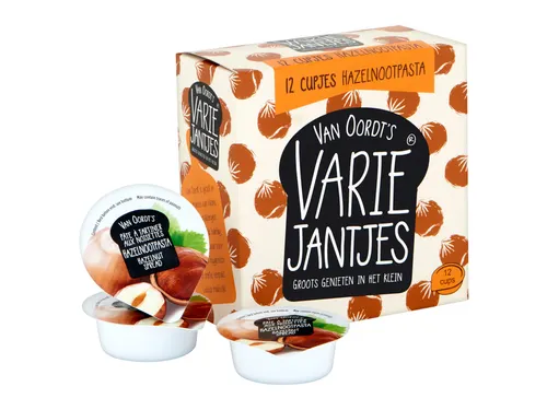 Hazelnootpasta VarieJantjes 12x15 gram cupjes