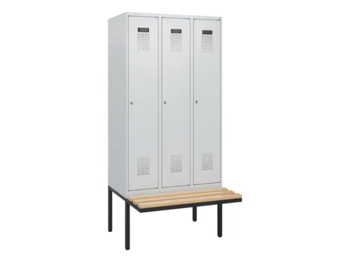 locker met bank,HxBxD 1950x900x815mm,3vak,vak B 300mm,cilinderslot