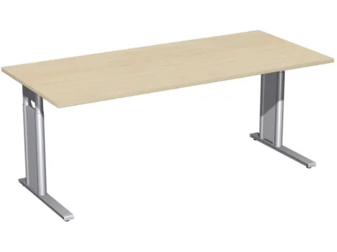 Bureau C-Poot Hxbxd 680-800x1800x800mm Decor Esdoorn Zilverkleurig