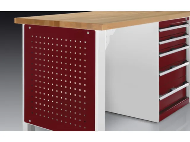 zijpaneel,v. werkbank,BxD 610x25mm,geperfor.,RAL3004