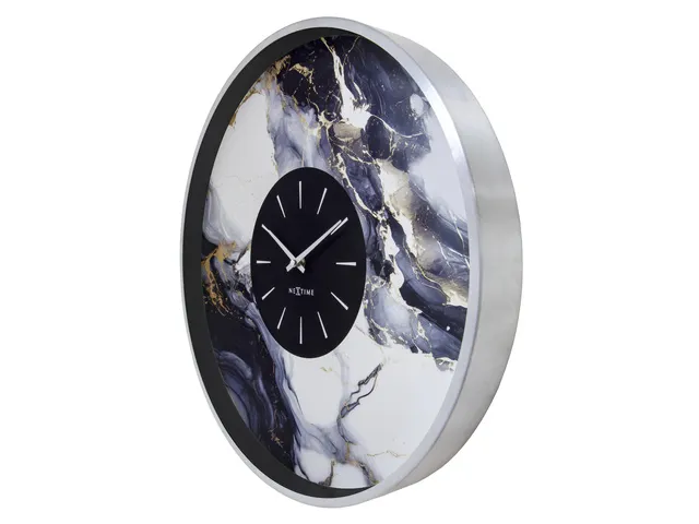 Wandklok NeXtime Marble Duo 48cm zilver metaal